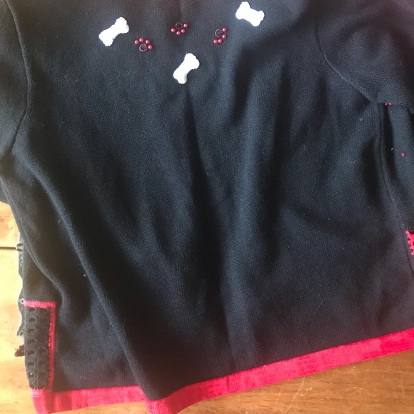 Vintage Berek Cardigan Sweater with Appliquéd Dogs Poodle Sz Medium M Ugly Party - Picture 7 of 10